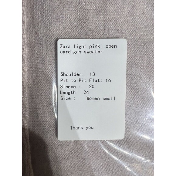 Zara Knit Womens Light Pink Open Front Cardigan Sweater Size Small - Picture 12 of 12